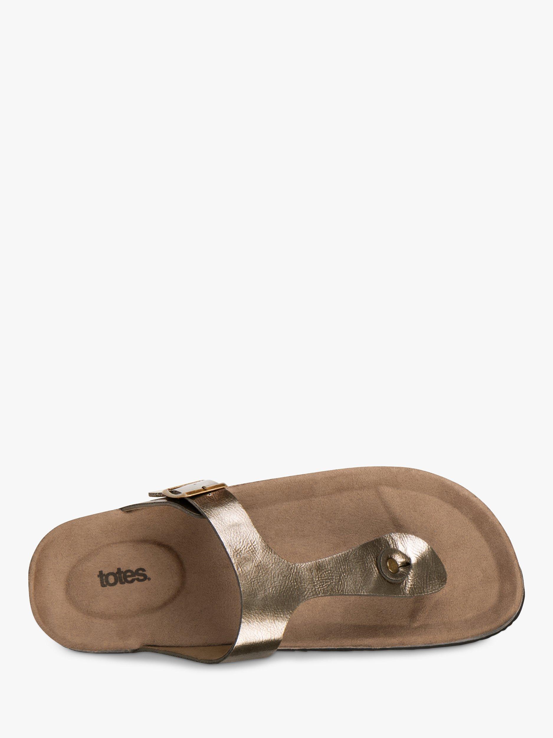 Product image 3 of 6, which shows totes Buckle Toe Post Sandals, Gunmetal, 4