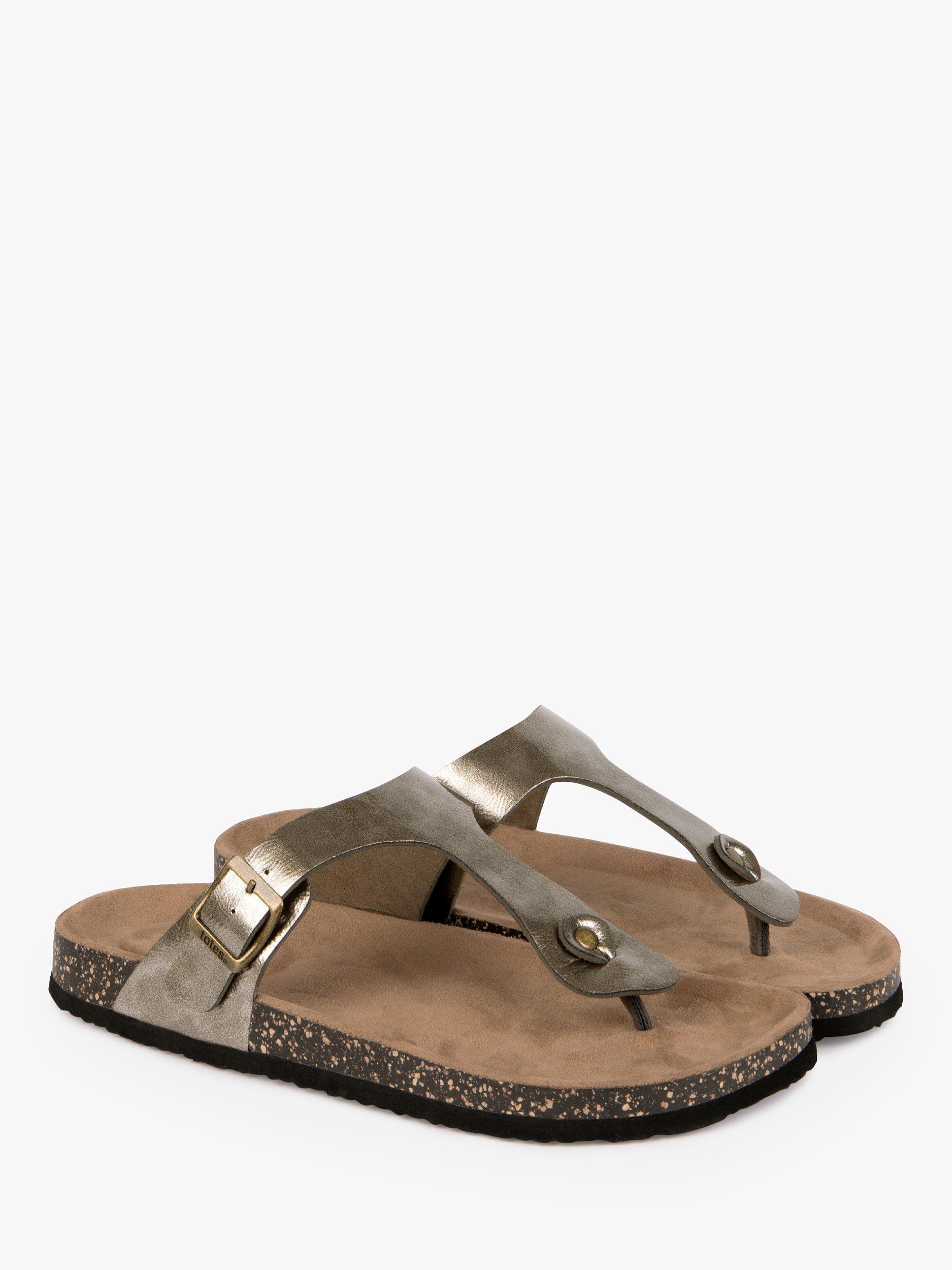 Product image 5 of 6, which shows totes Buckle Toe Post Sandals, Gunmetal, 4