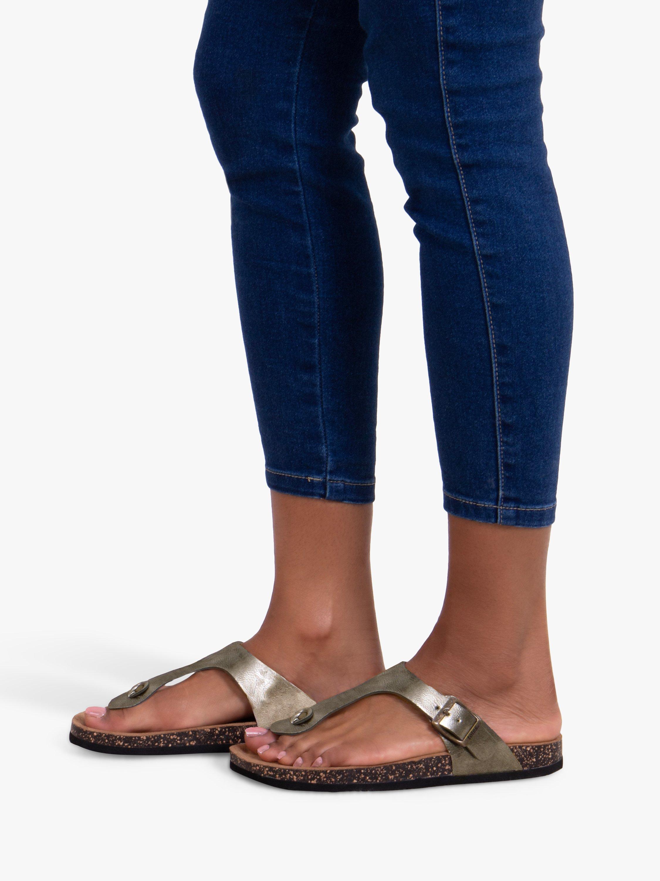 Product image 6 of 6, which shows totes Buckle Toe Post Sandals, Gunmetal, 4