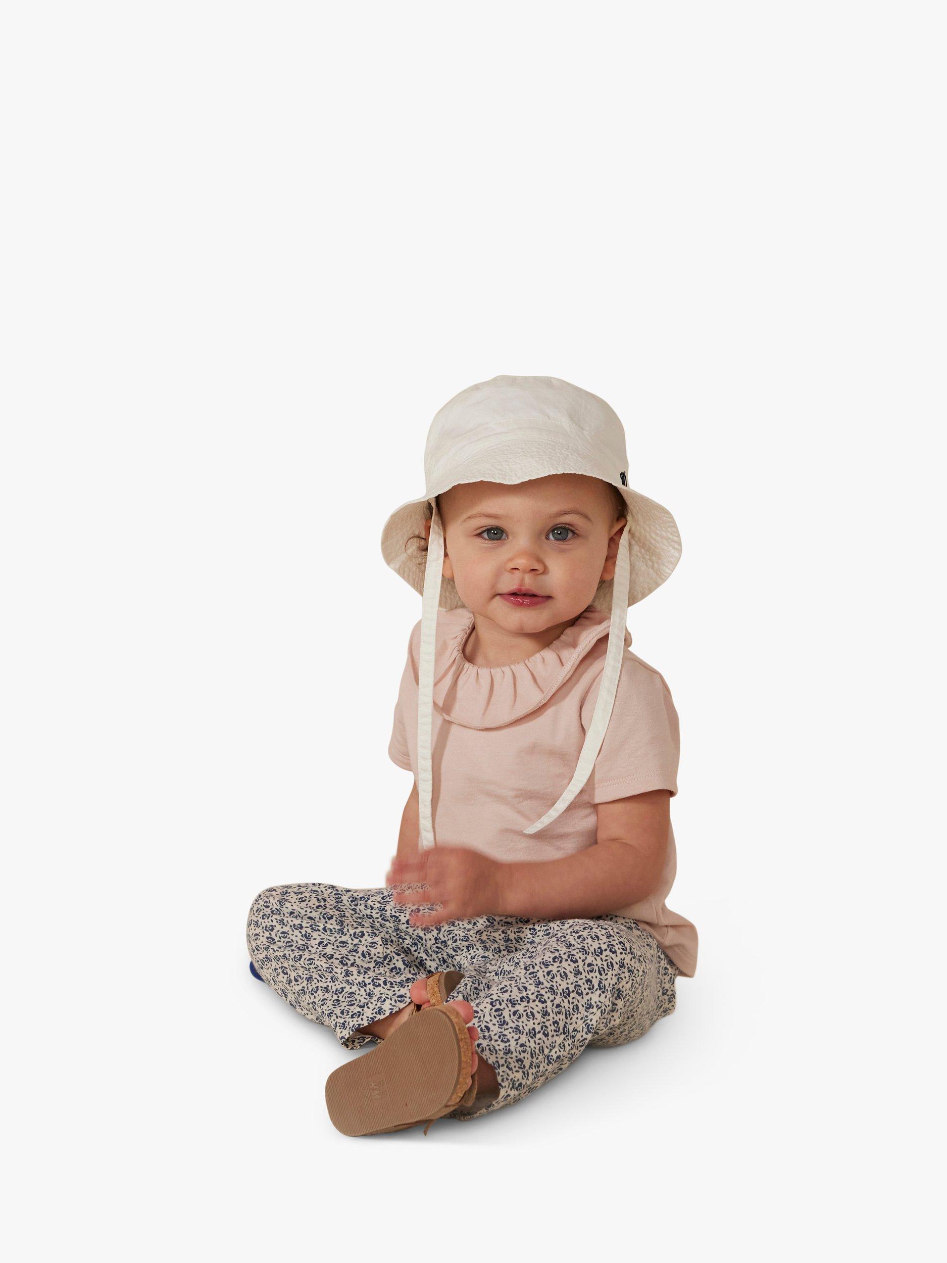 Product image 2 of 4, which shows Petit Bateau Baby Twill Sun Hat, Marshmallow, 3-6 months