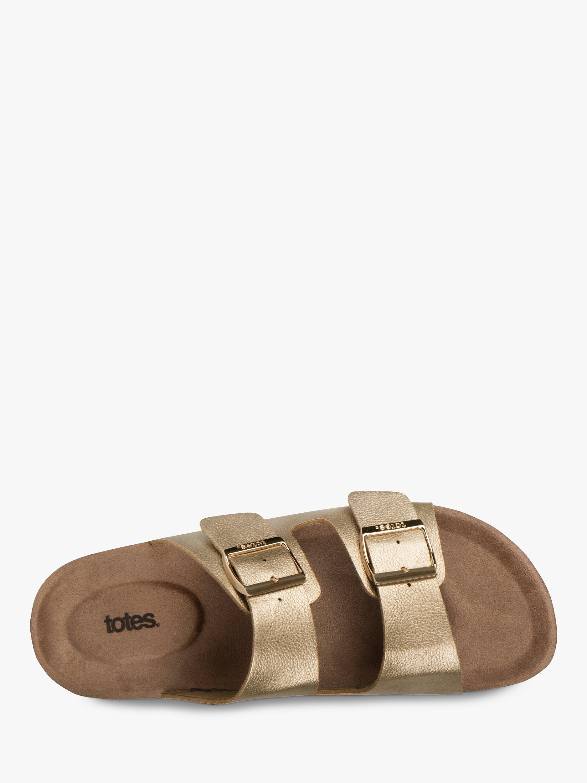 totes Double Buckle Slider Sandals, Gold, 4