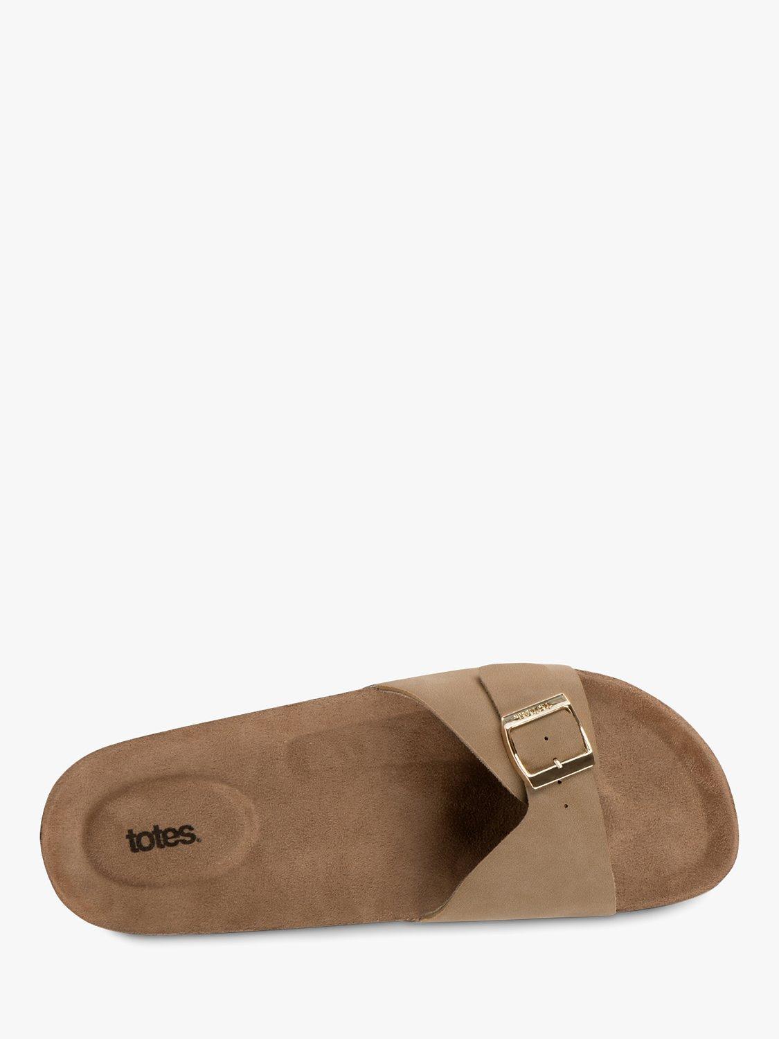 totes Buckle Slider Sandals, Taupe, 4