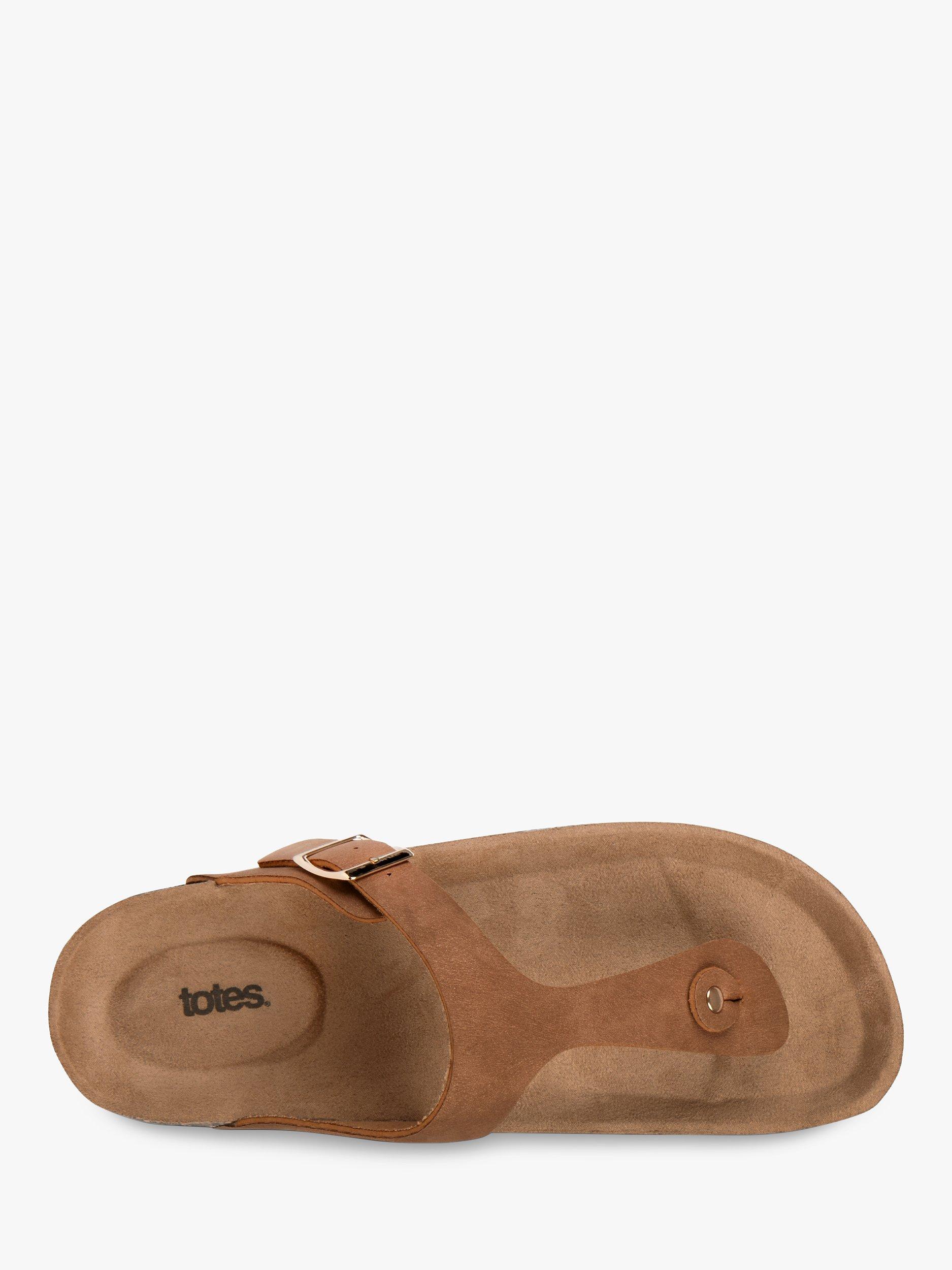 Product image 3 of 6, which shows totes Buckle Toe Post Sandals, Tan, 4