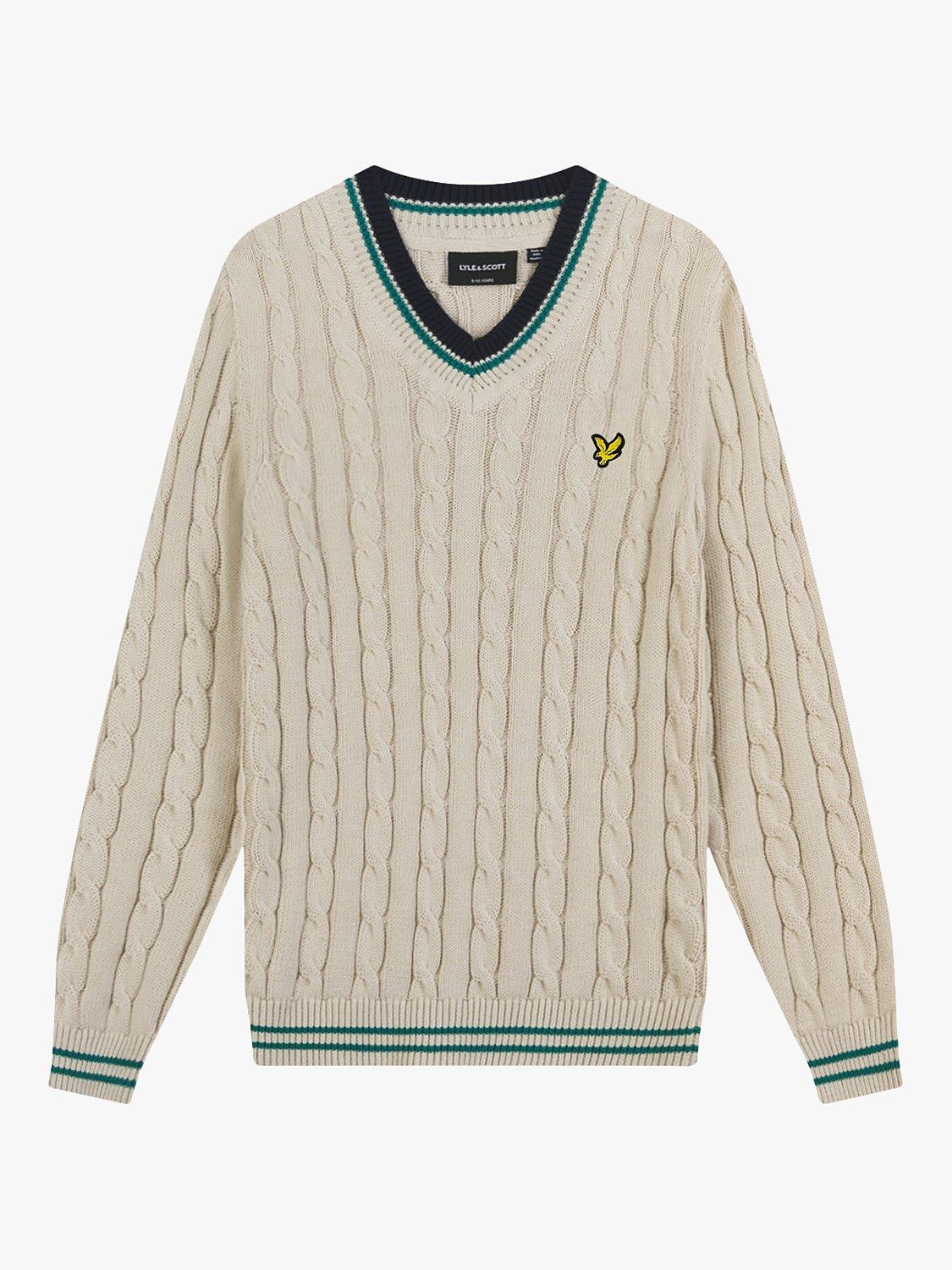 Lyle & Scott Kids' Cable Knit V-Neck Jumper, Cove