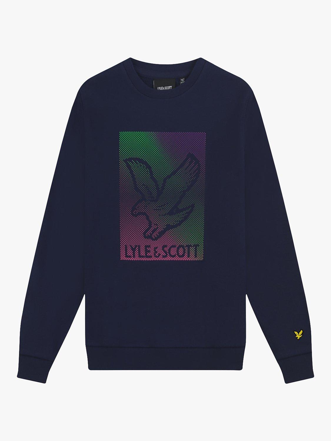 Product image 1 of 1, which shows Lyle & Scott Kids' Dotted Eagle Graphic Sweatshirt, Navy, 3-4 years