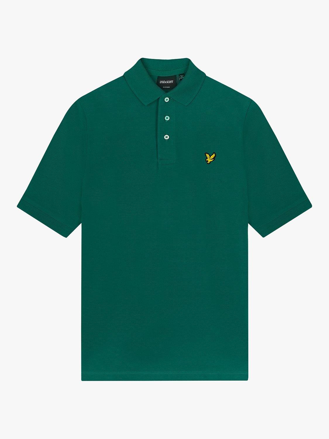 Product image 1 of 1, which shows Lyle & Scott Kids' Plain Polo Shirt, Court Green, 3-4 years