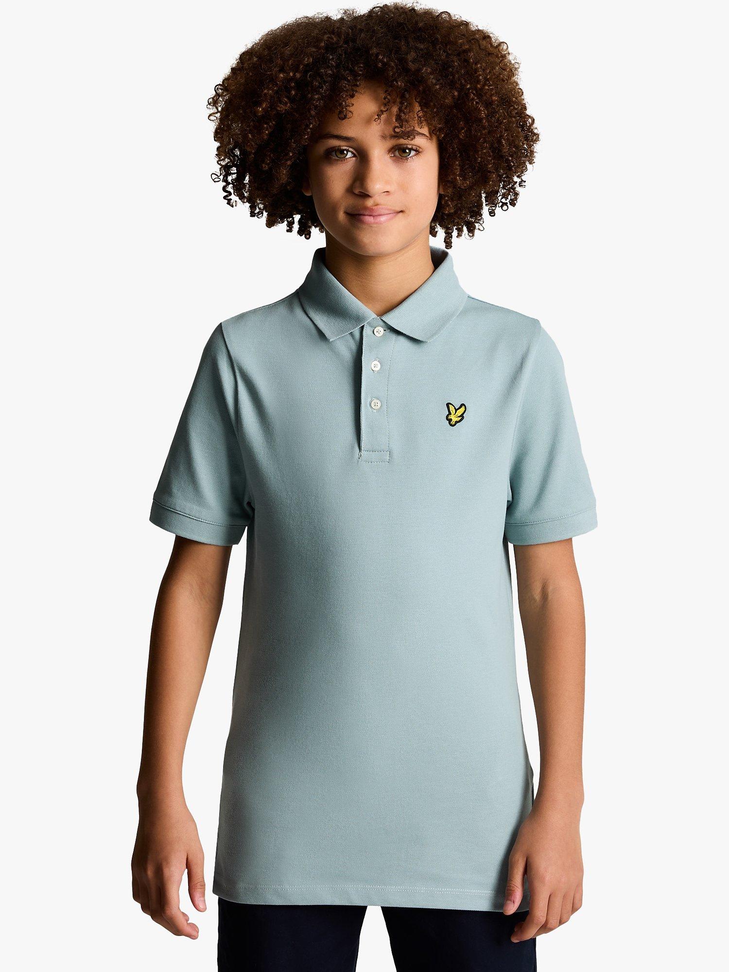 Lyle & Scott Kids' Plain Polo Shirt, Slate Blue