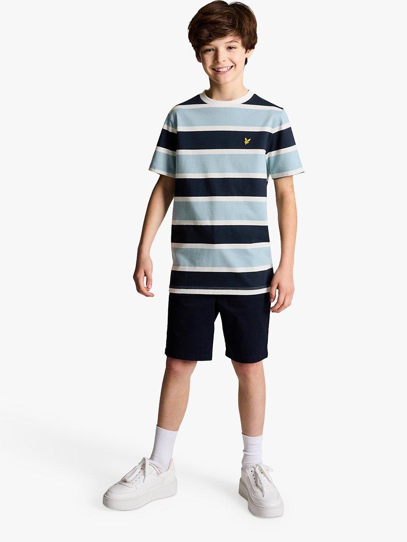 Product image 2 of 3, which shows Lyle & Scott Kids' Stripe T-Shirt, Slate Blue/Multi, 7-8 years