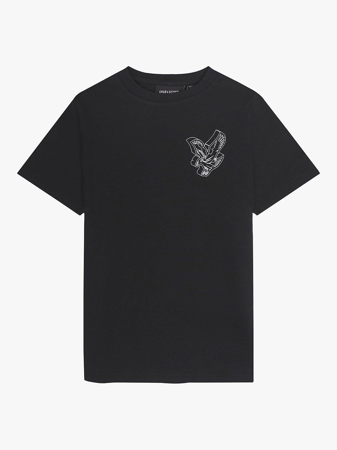 Product image 1 of 1, which shows Lyle & Scott Kids' 3D Eagle Graphic T-Shirt, Jet Black, 14-15 years