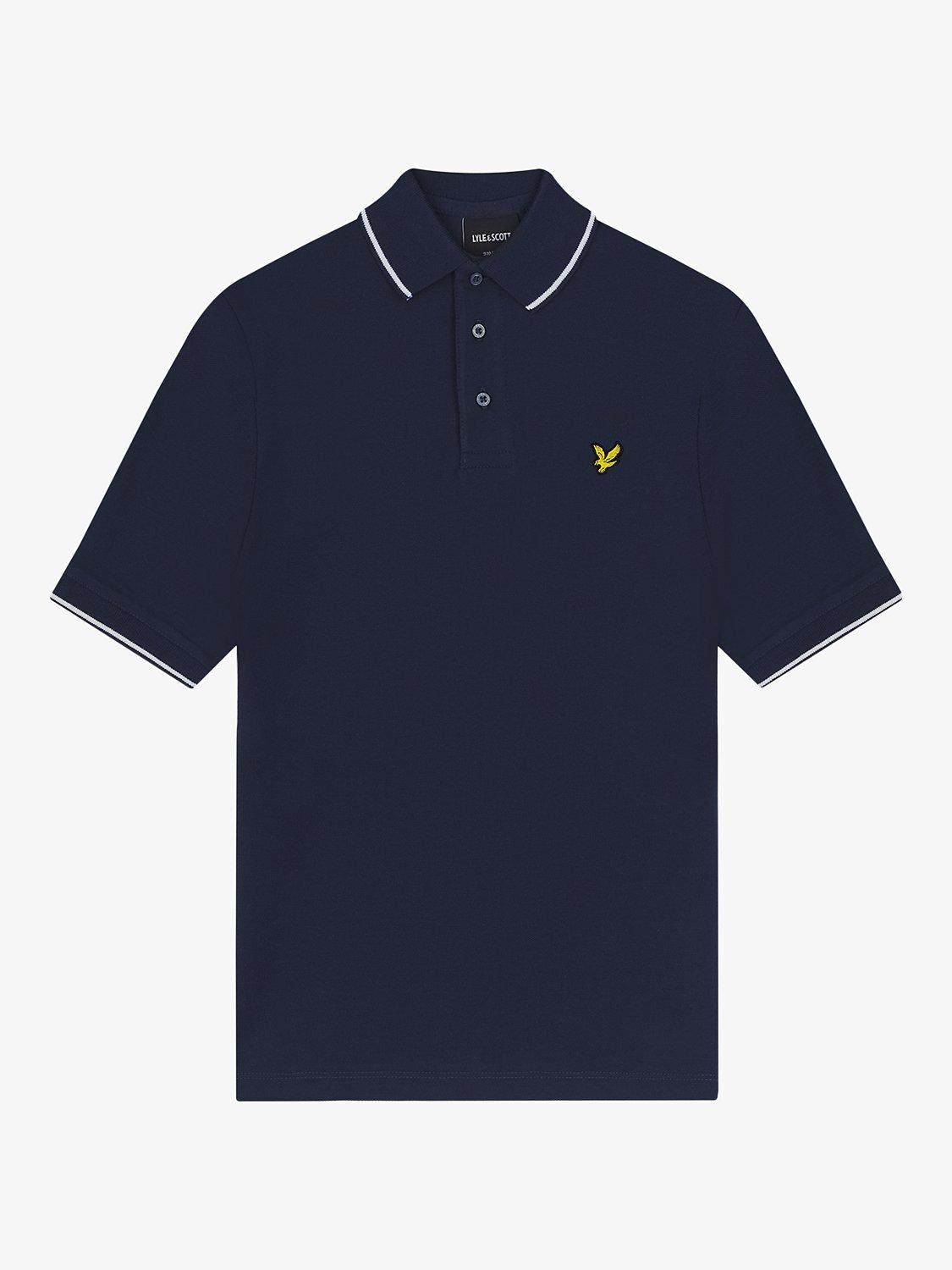 Lyle & Scott Kids' Tipped Polo Shirt, Navy/White