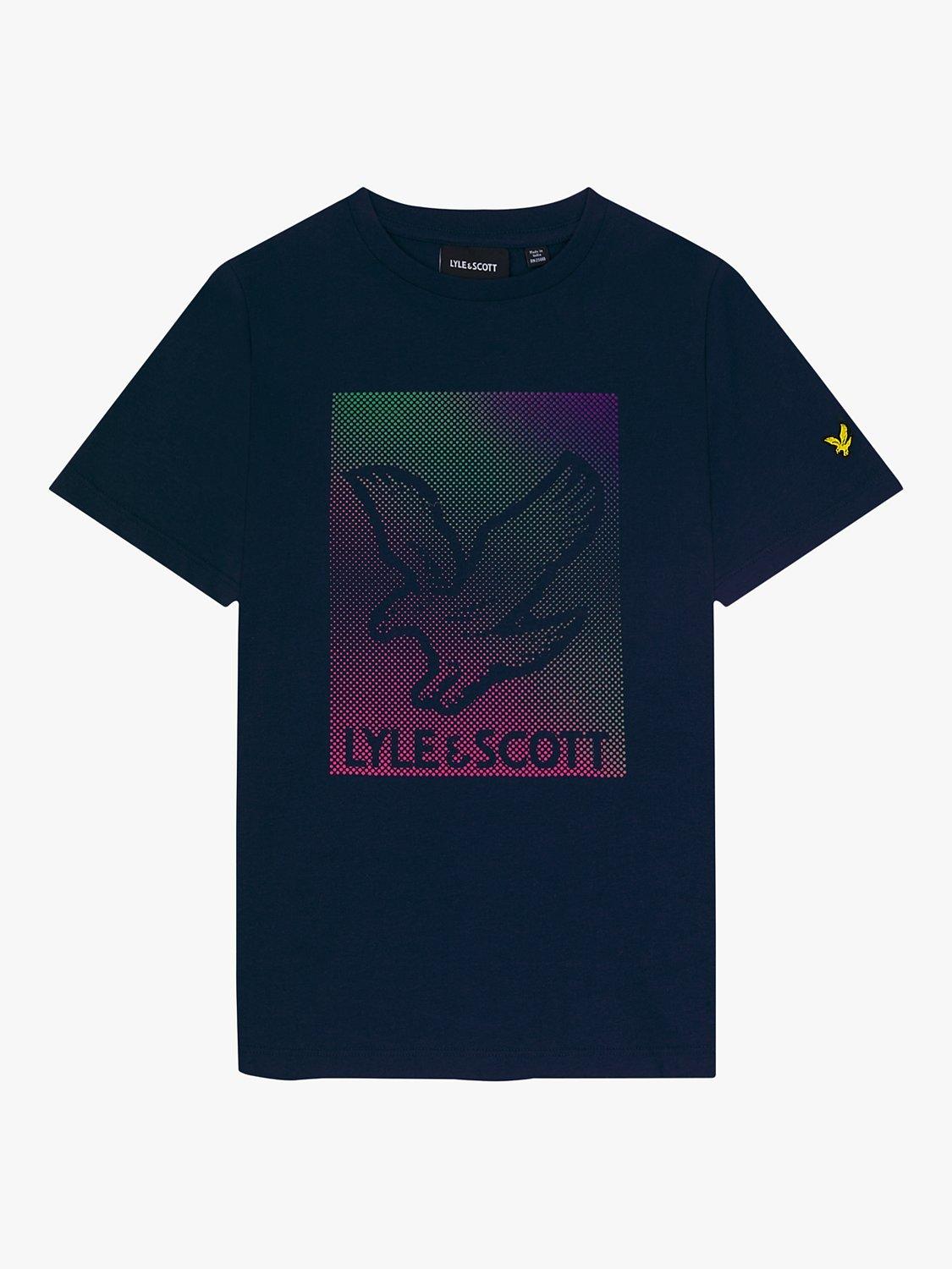Lyle & Scott Kids' Dotted Eagle Graphic T-Shirt, Navy/Multi
