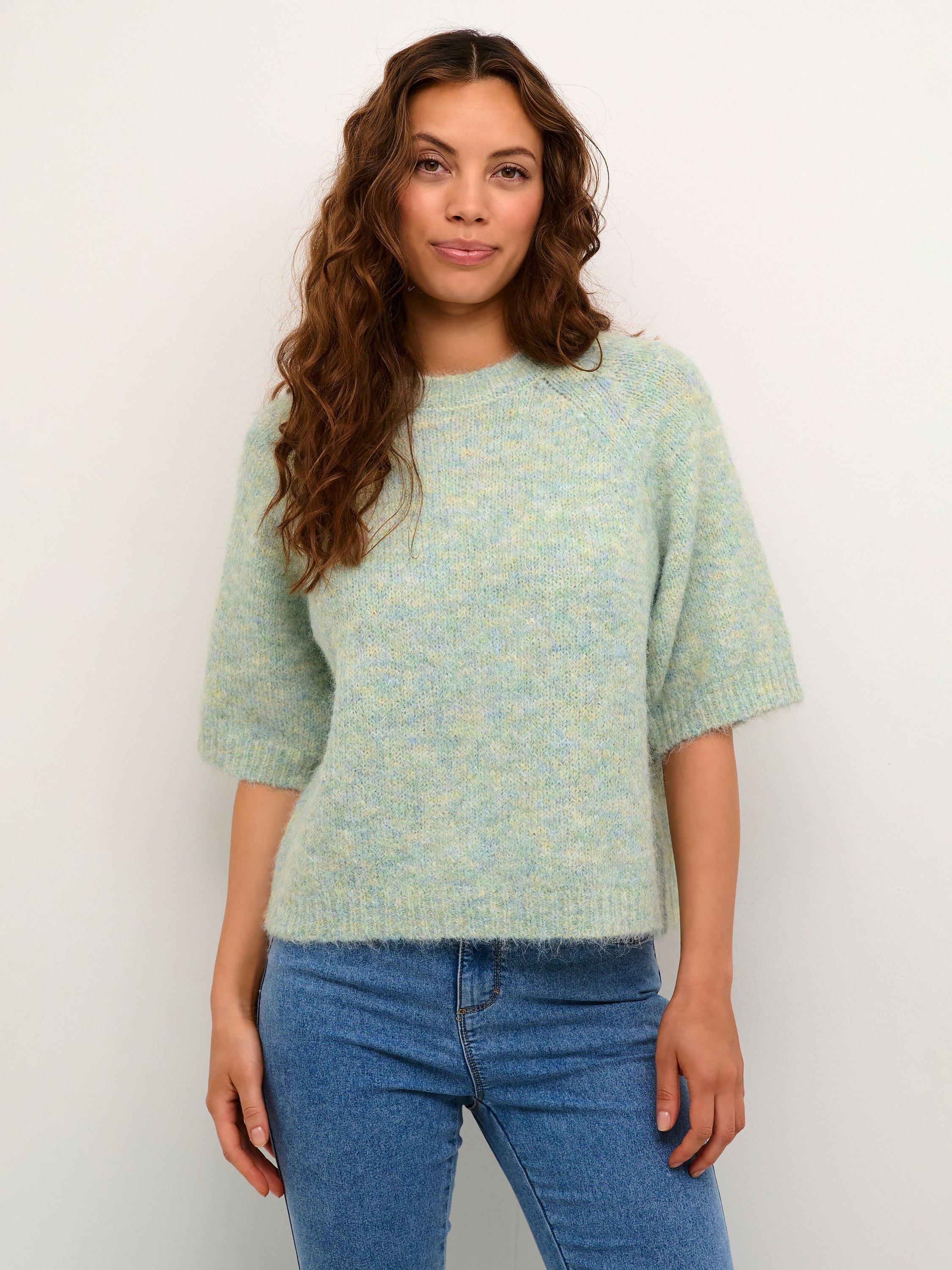 Product image 1 of 6, which shows KAFFE Emilie Wool Blend Jumper, Granite Green, L
