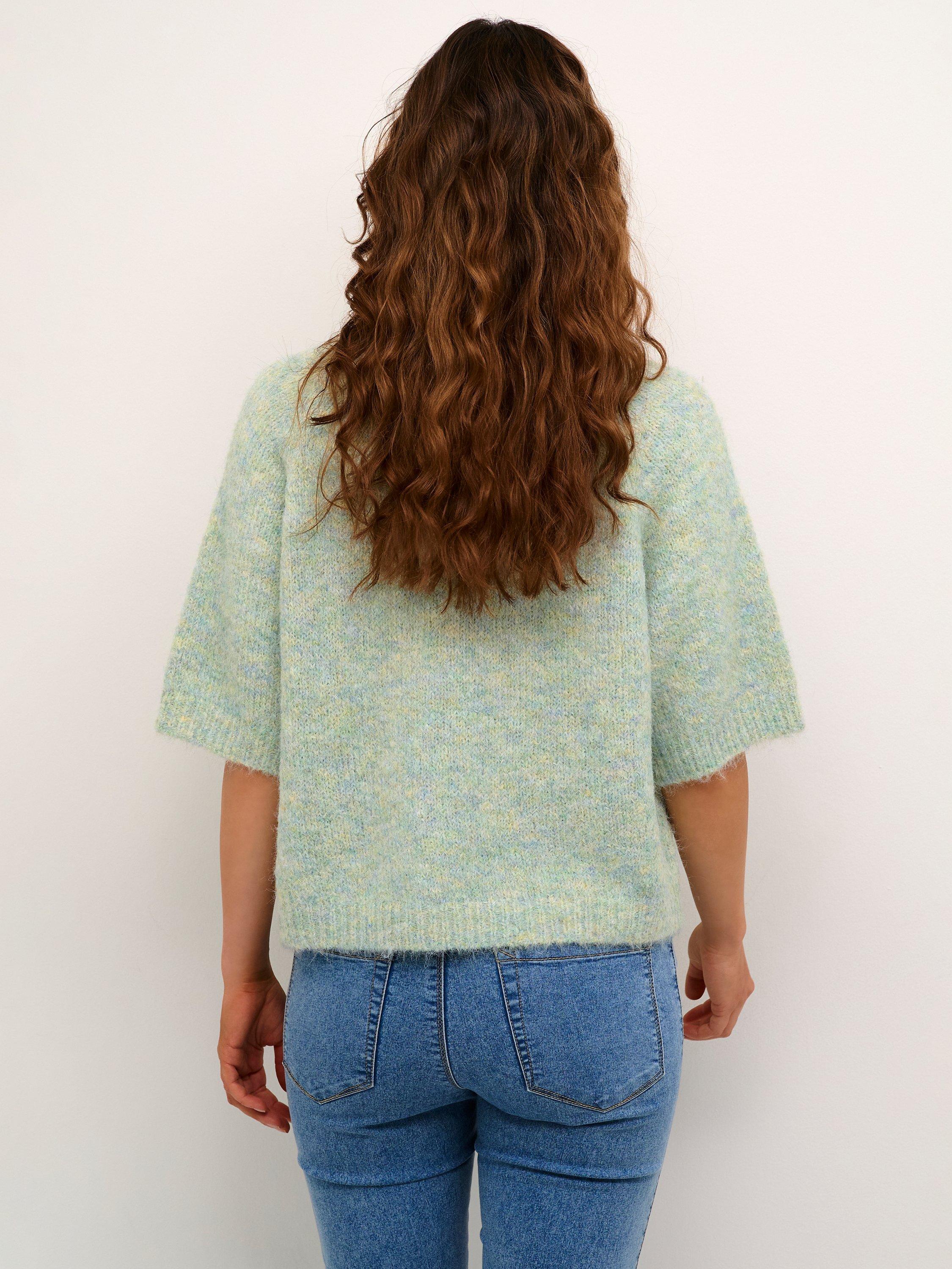 Product image 2 of 6, which shows KAFFE Emilie Wool Blend Jumper, Granite Green, L