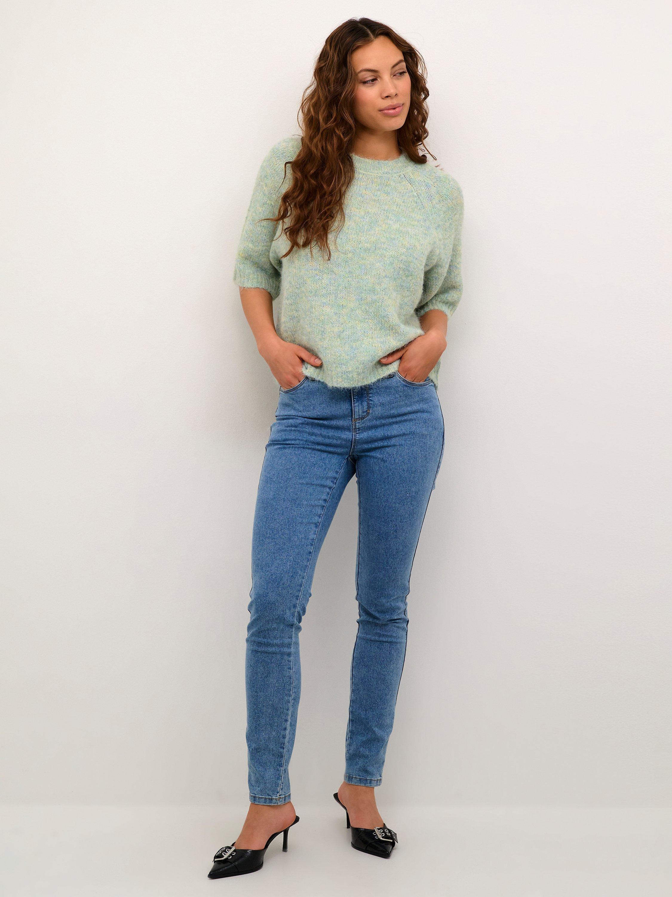 Product image 3 of 6, which shows KAFFE Emilie Wool Blend Jumper, Granite Green, L