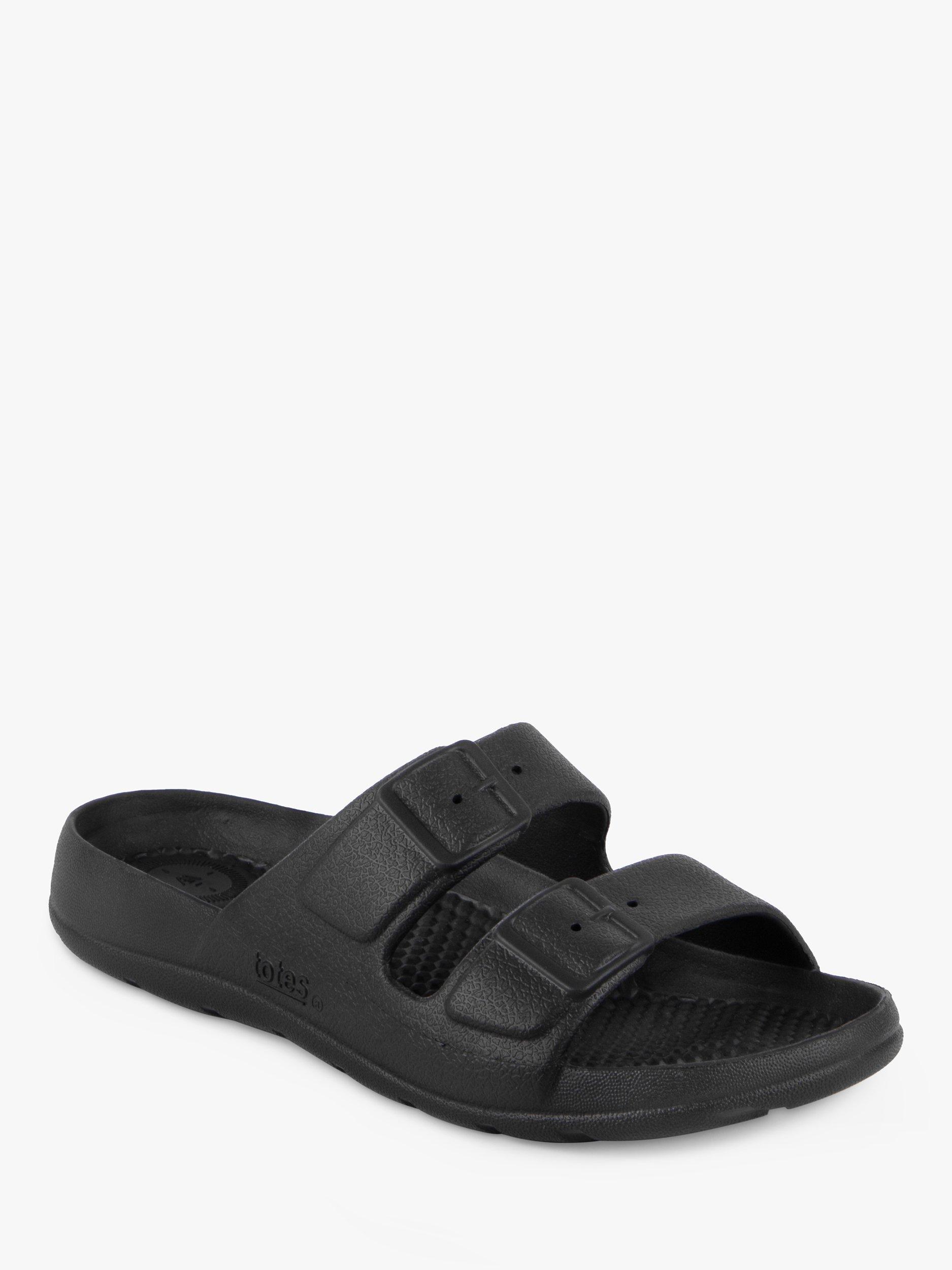 Product image 2 of 6, which shows totes Kids' SolBounce Moulded Buckle Sliders, Black, 2-3