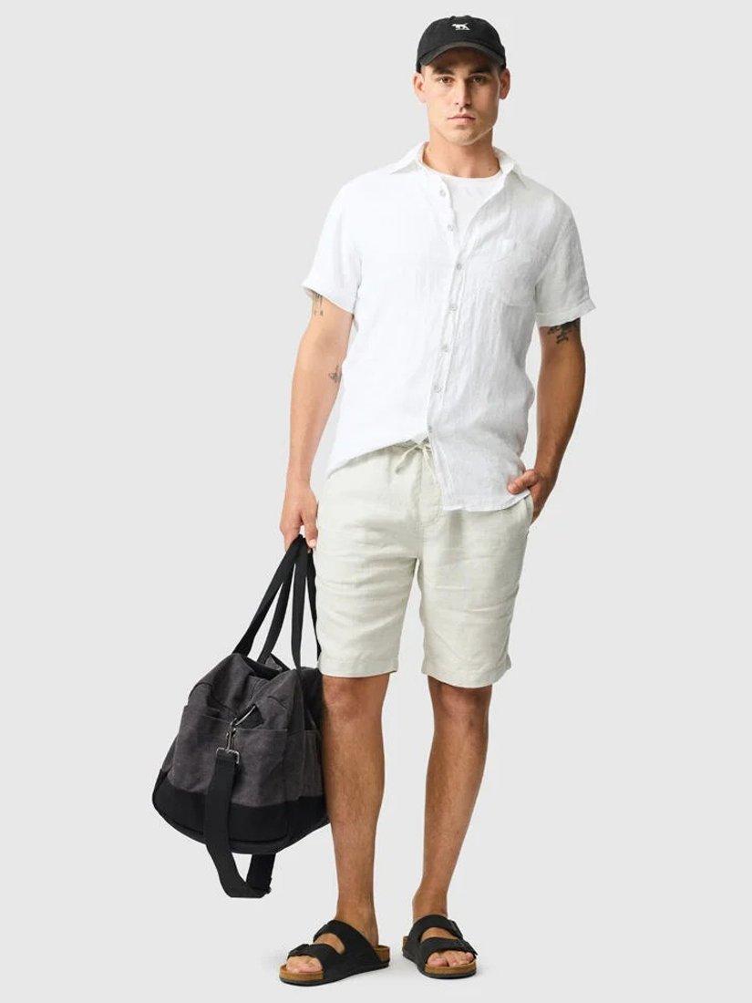 Product image 2 of 6, which shows Rodd & Gunn Palm Beach Linen Slim Fit Short Sleeve Shirt, Snow, XS