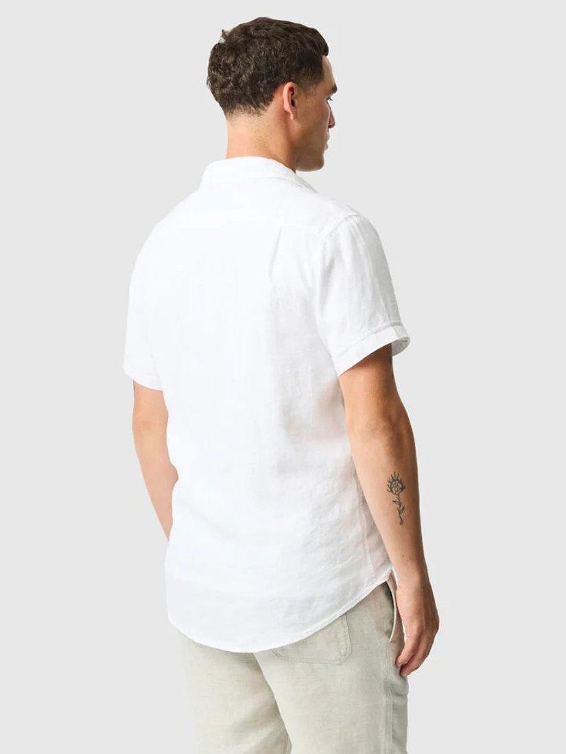 Product image 3 of 6, which shows Rodd & Gunn Palm Beach Linen Slim Fit Short Sleeve Shirt, Snow, XS