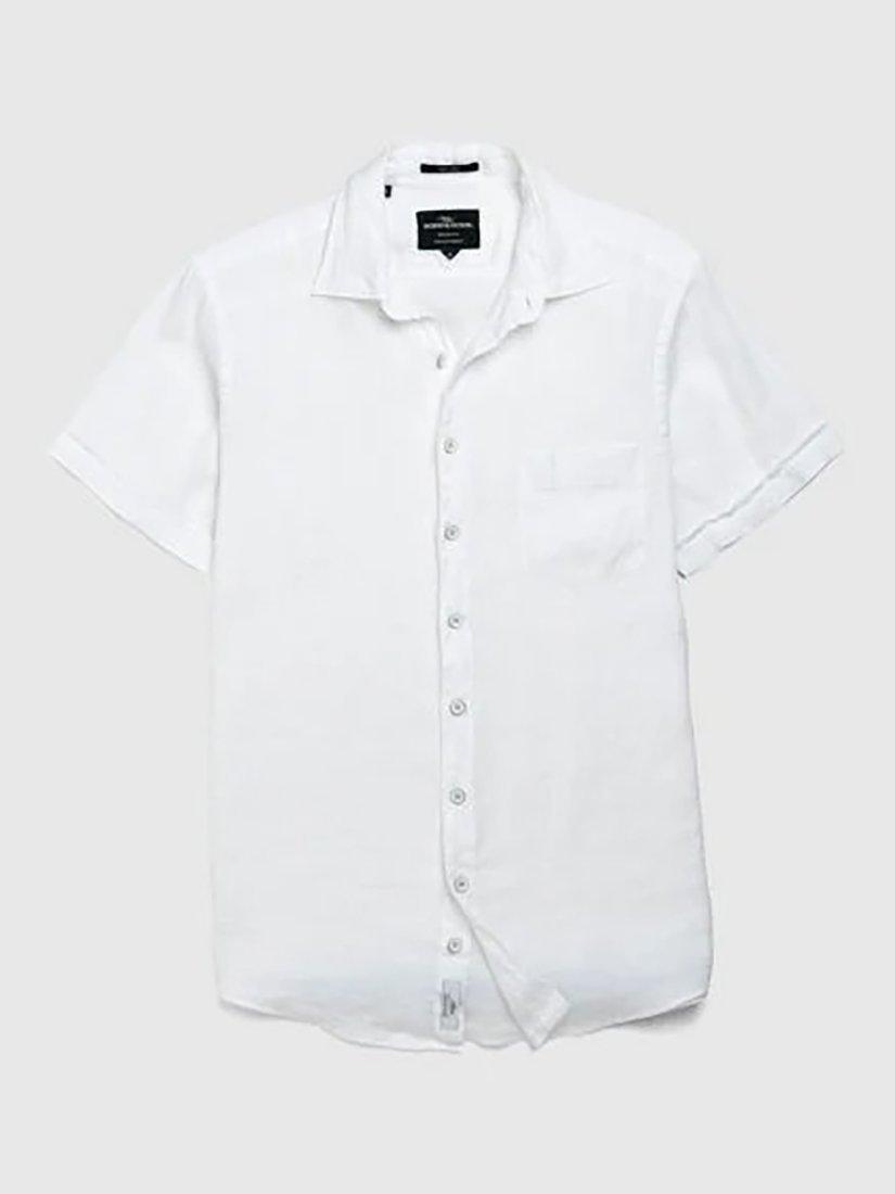 Product image 5 of 6, which shows Rodd & Gunn Palm Beach Linen Slim Fit Short Sleeve Shirt, Snow, XS