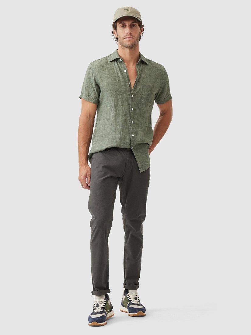 Product image 2 of 5, which shows Rodd & Gunn Palm Beach Linen Slim Fit Short Sleeve Shirt, Kelp, XS