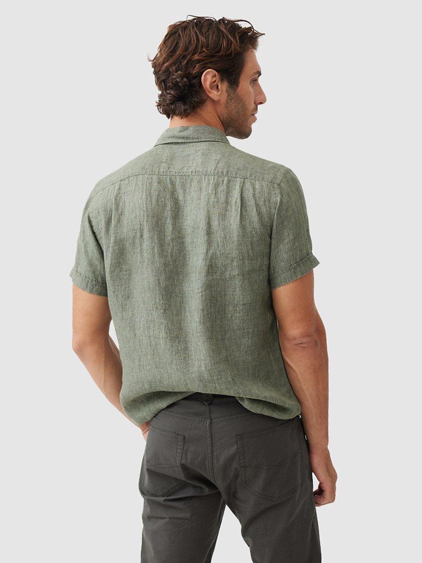 Product image 3 of 5, which shows Rodd & Gunn Palm Beach Linen Slim Fit Short Sleeve Shirt, Kelp, XS