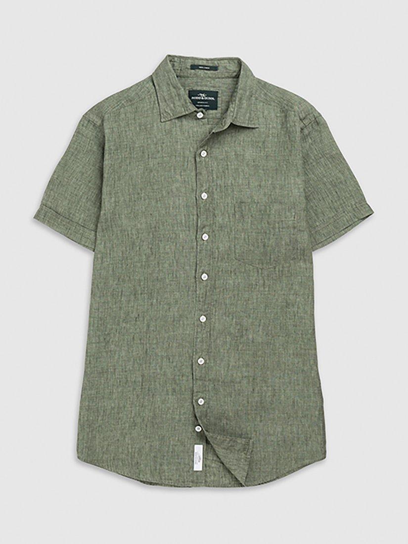 Product image 4 of 5, which shows Rodd & Gunn Palm Beach Linen Slim Fit Short Sleeve Shirt, Kelp, XS