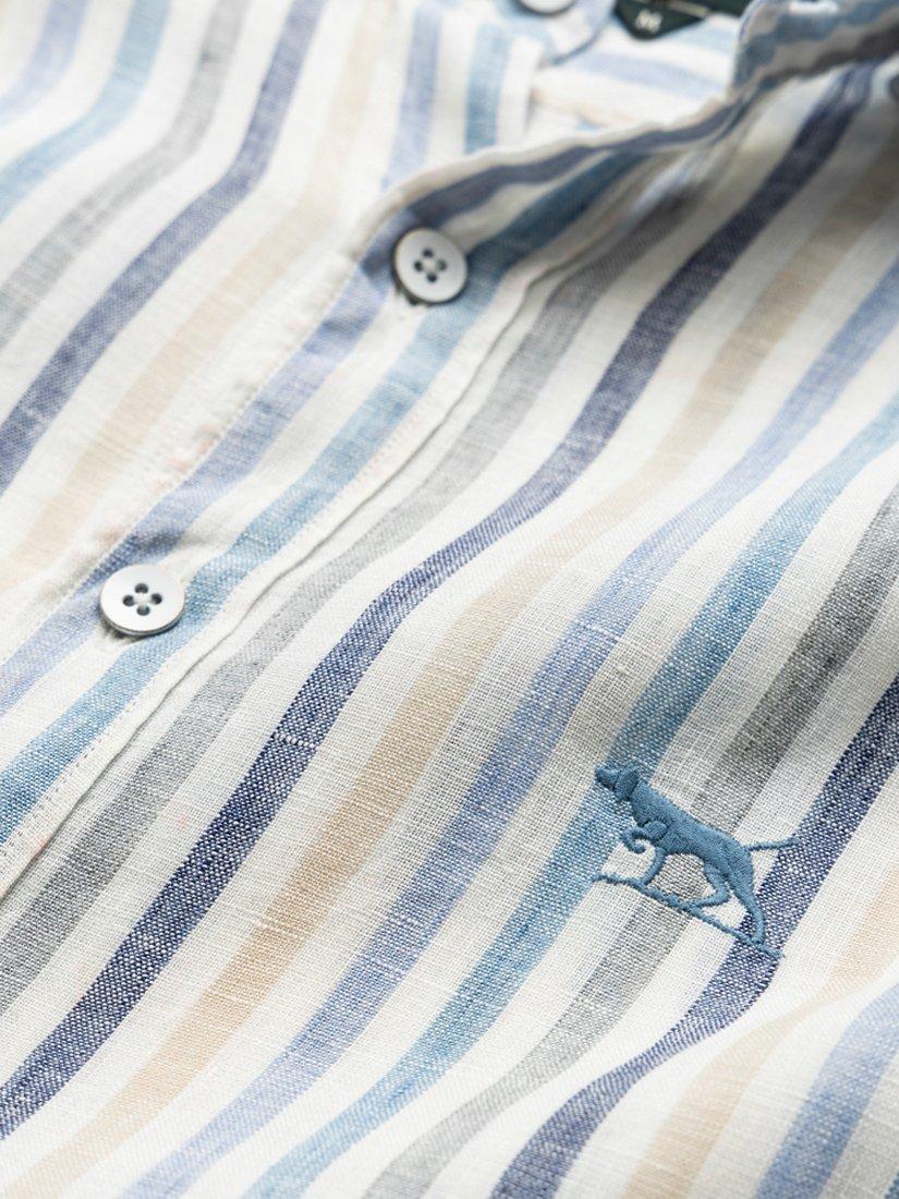 Product image 5 of 5, which shows Rodd & Gunn Gimmerburn Linen Slim Fit Long Sleeve Stripe Shirt, Washed Teal, L