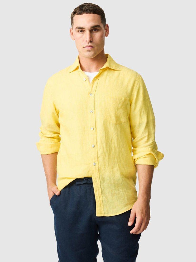 Product image 1 of 6, which shows Rodd & Gunn Coromandel Linen Slim Fit Long Sleeve Shirt, Canary, XS