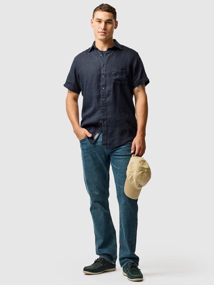 Product image 2 of 6, which shows Rodd & Gunn Palm Beach Linen Slim Fit Short Sleeve Shirt, Midnight, XS