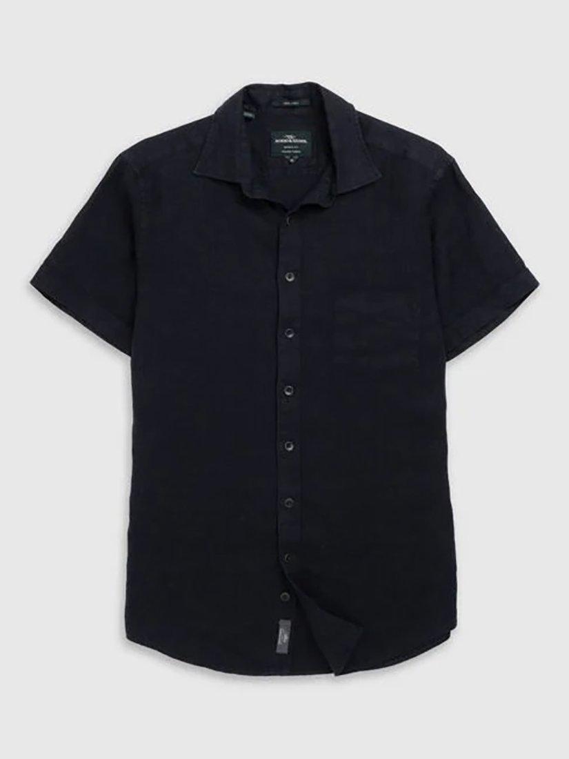 Product image 5 of 6, which shows Rodd & Gunn Palm Beach Linen Slim Fit Short Sleeve Shirt, Midnight, XS