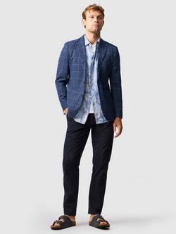Rodd & Gunn Karaka Point Check Wool Linen Blend Slim Fit Blazer, Indigo - view 2, Indigo