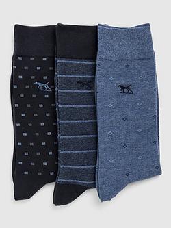 Rodd & Gunn Seafcliff Cotton Blend Socks, Pack of 3, Blue Multi