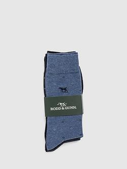 Rodd & Gunn Seafcliff Cotton Blend Socks, Pack of 3 - view 2, Blue Multi