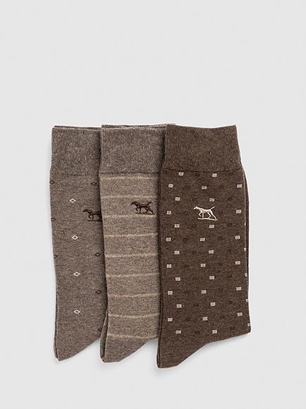 Rodd & Gunn Seafcliff Cotton Blend Socks, Pack of 3, Earth Multi