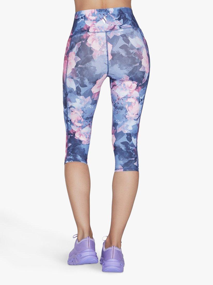 Product image 2 of 3, which shows Skechers Go Walk Summer Rose Capri Leggings, Navy/Hot Pink, S