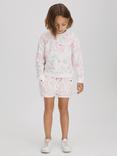 Reiss Kids' Jessie Floral Print Sweatshirt & Shorts Set, Pink/Multi