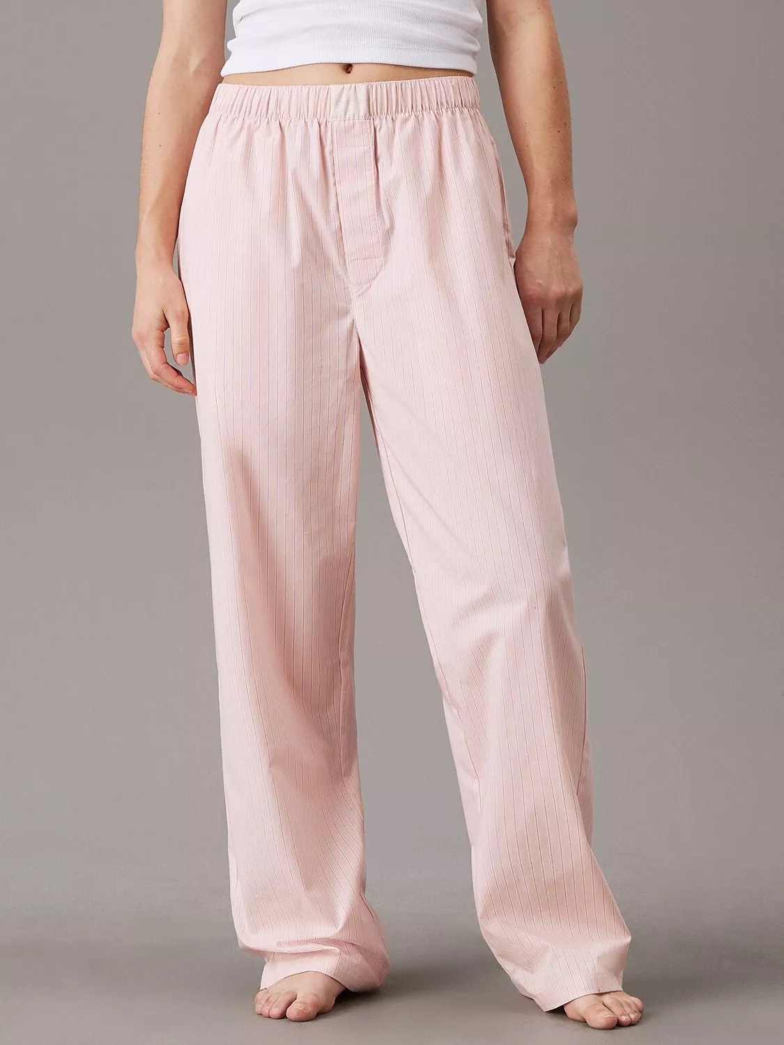 Calvin Klein Pinstripe Cotton Pyjama Bottoms Pink