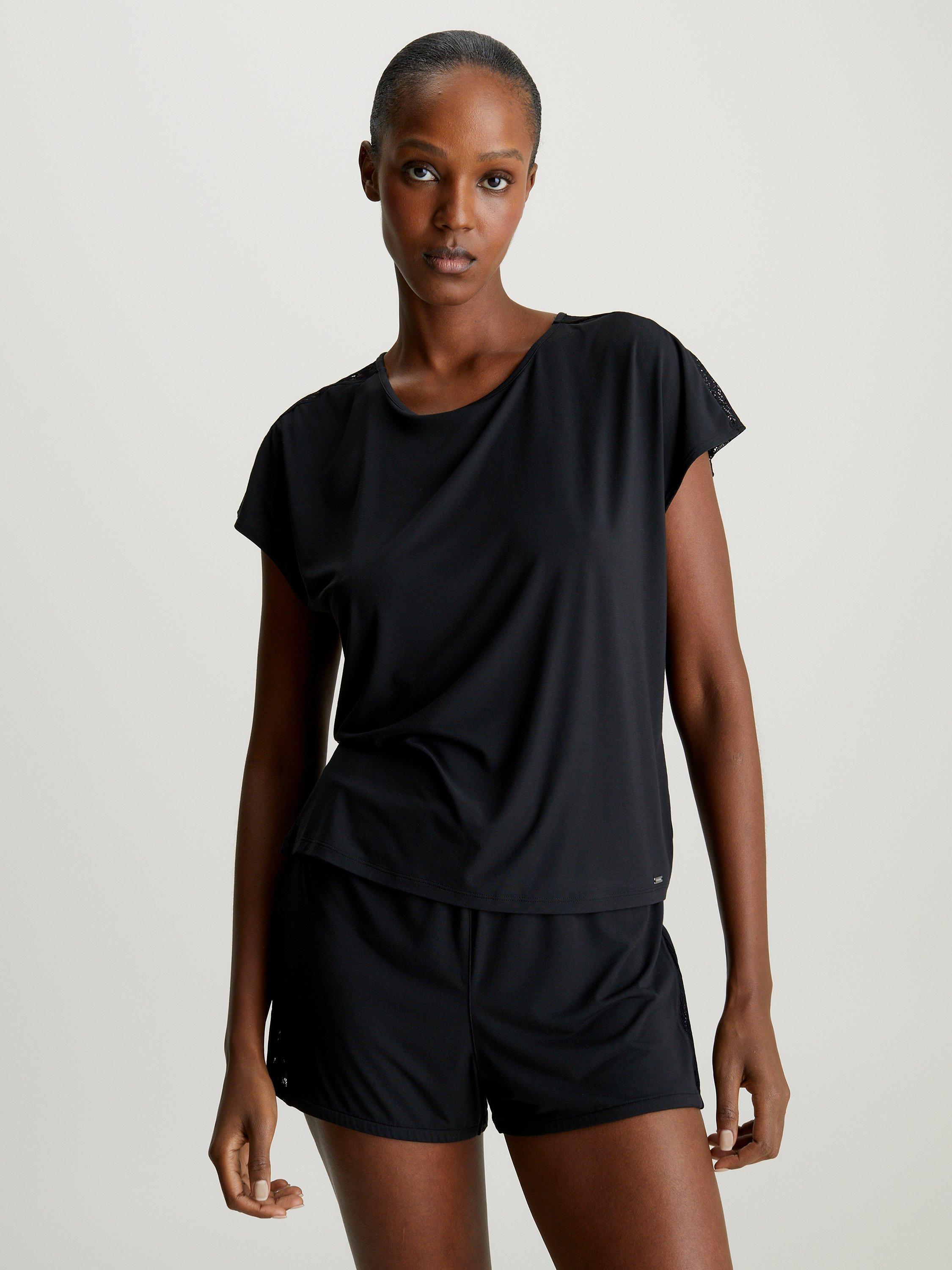 Calvin Klein Lace Detail Pyjama Top, Black