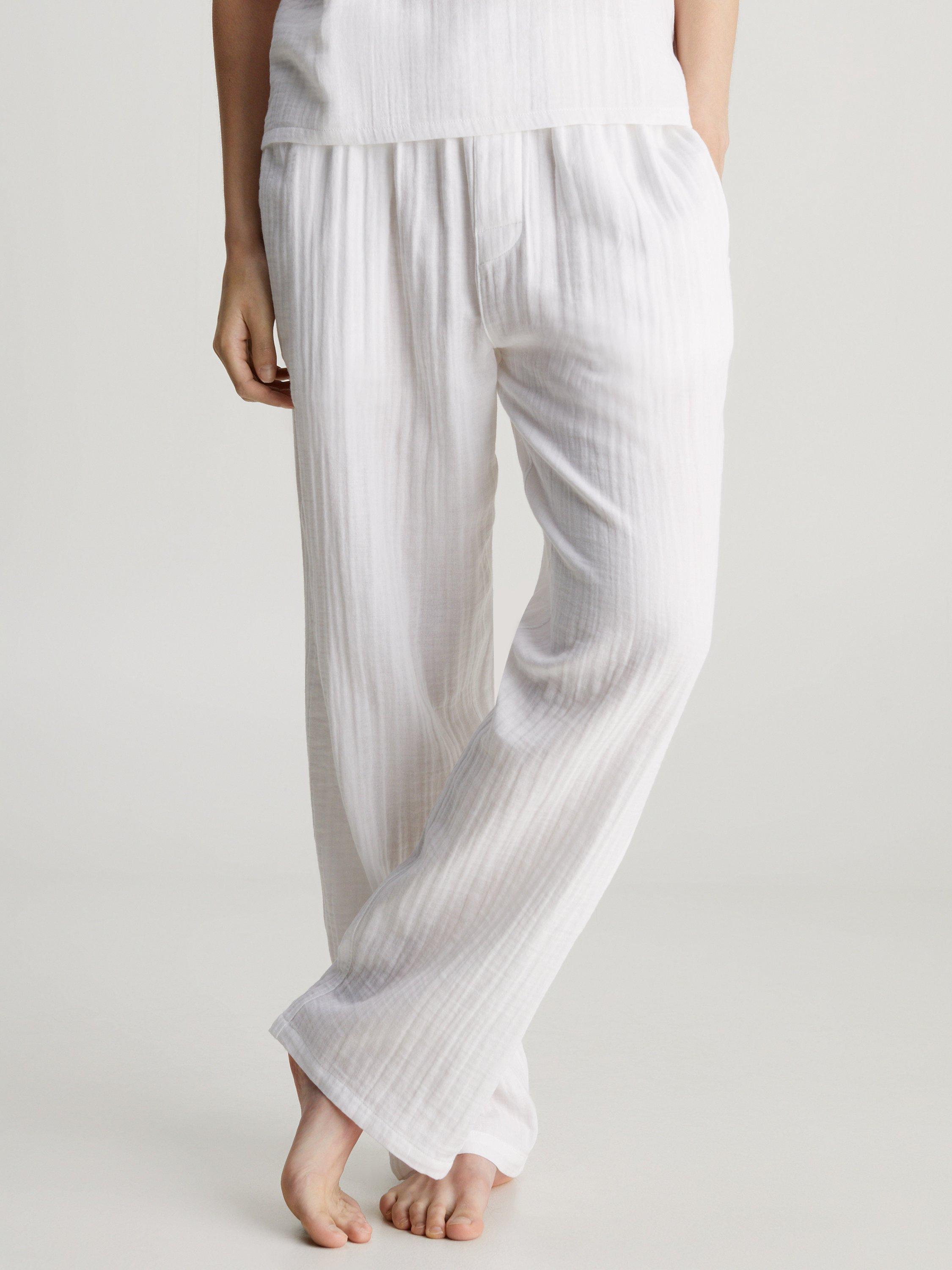Calvin Klein Textured Cotton Pyjama Bottoms, White