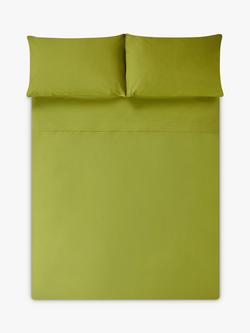 Jasper Conran London 300 Thread Count Organic Cotton Percale Flat Sheet - view 2, Spinach