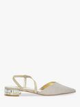 Dune Harlem Embellished Heel Textured Slingback Pumps, Gold