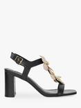 Dune London Mastered Floral Embellishment High Heel Leather Sandals, Black