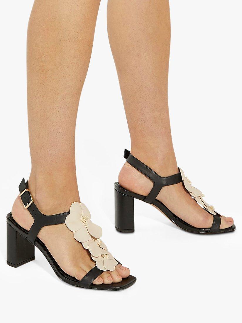 Product image 6 of 6, which shows Dune London Mastered Floral Embellishment High Heel Leather Sandals, Black, EU36