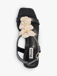 Dune London Mastered Floral Embellishment High Heel Leather Sandals, Black