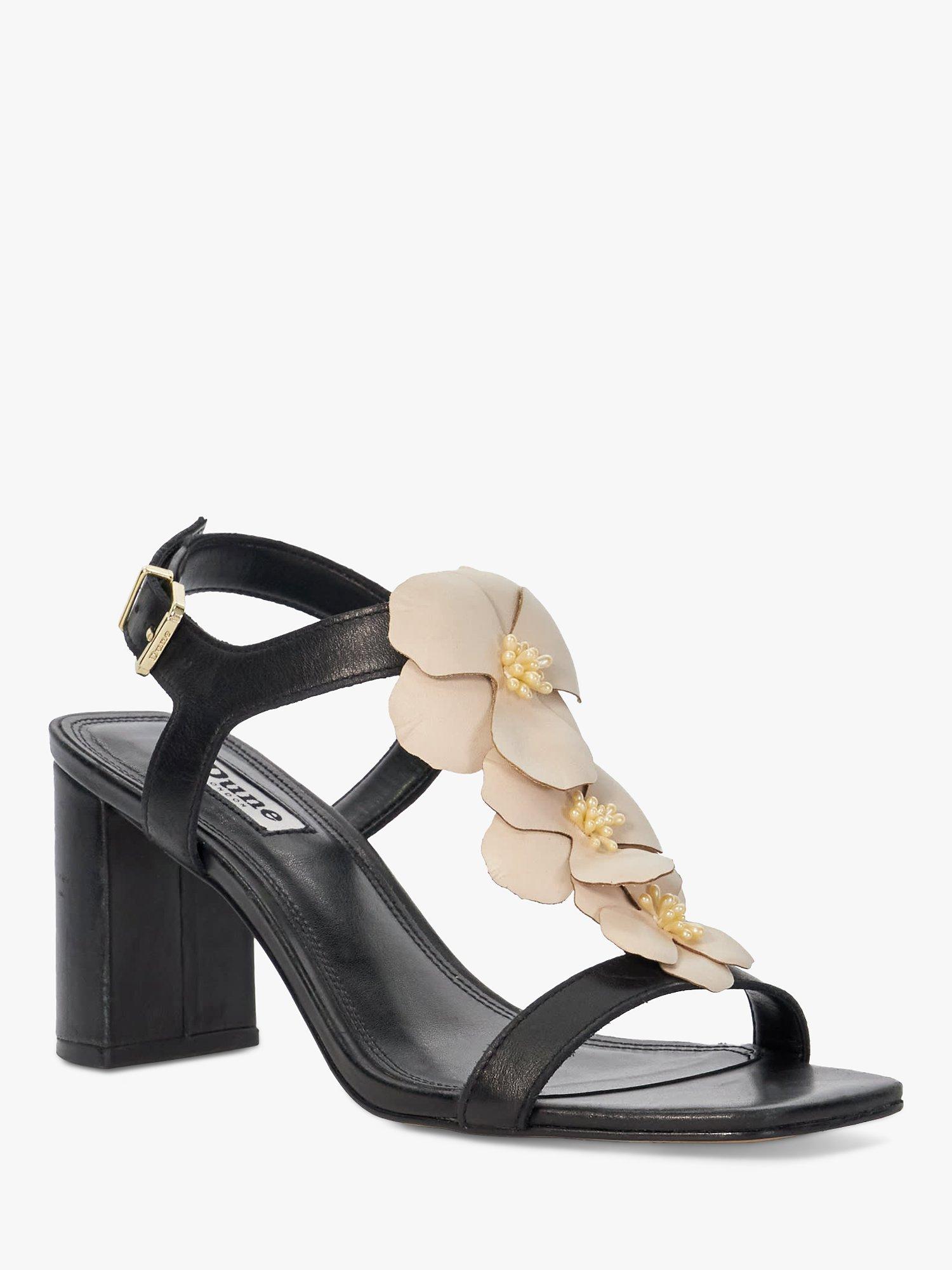 Product image 3 of 6, which shows Dune London Mastered Floral Embellishment High Heel Leather Sandals, Black, EU36