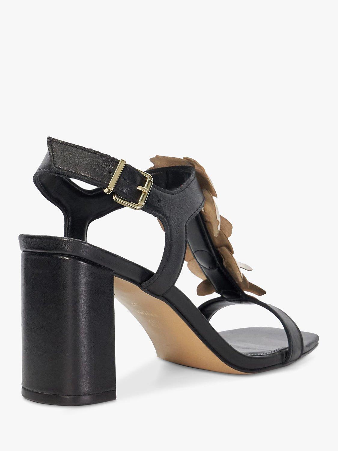 Product image 4 of 6, which shows Dune London Mastered Floral Embellishment High Heel Leather Sandals, Black, EU36