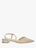 Dune London Harlem Embellished Heel Fabric Slingback Pumps, Natural