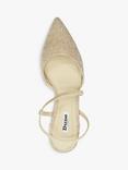 Dune London Harlem Embellished Heel Fabric Slingback Pumps, Natural