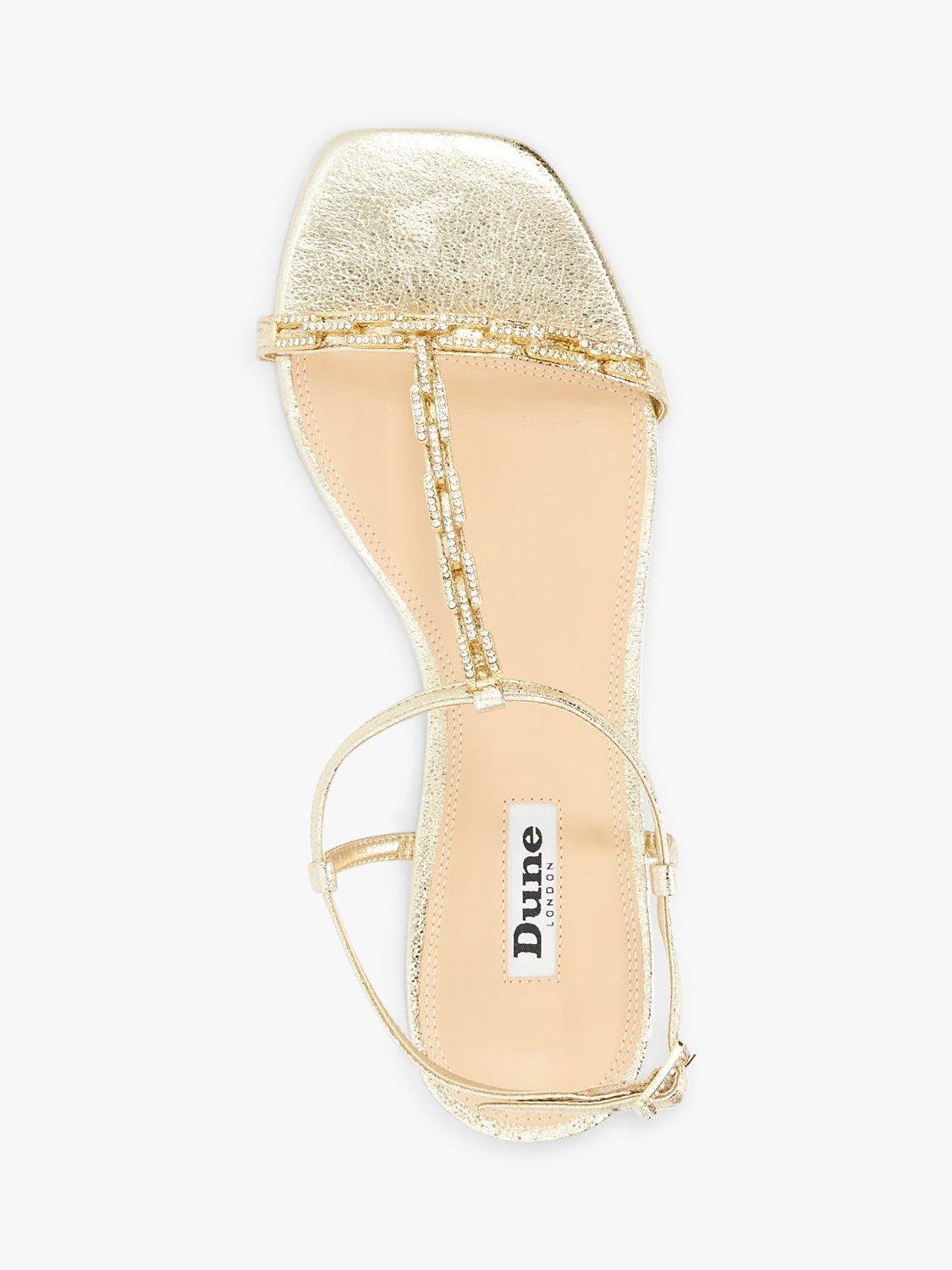 Product image 2 of 6, which shows Dune Nourish Fabric Flat Sandals, Gold, 3