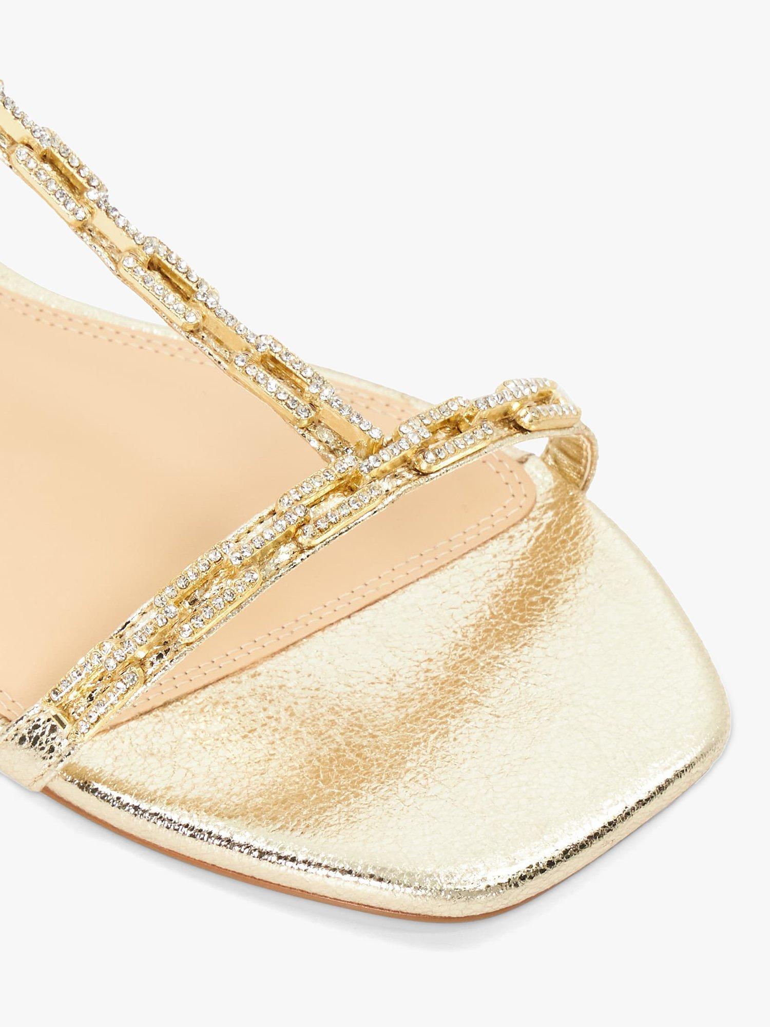 Product image 5 of 6, which shows Dune Nourish Fabric Flat Sandals, Gold, 3