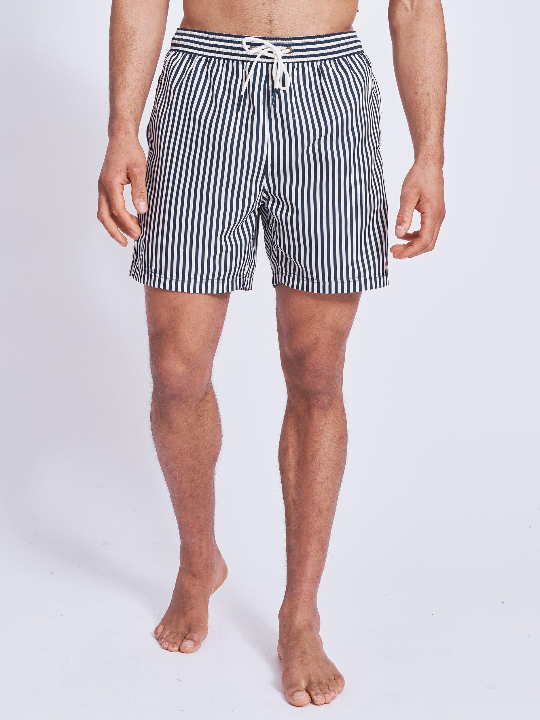 Aubin Bardney Swim Shorts, Navy/White Stripe
